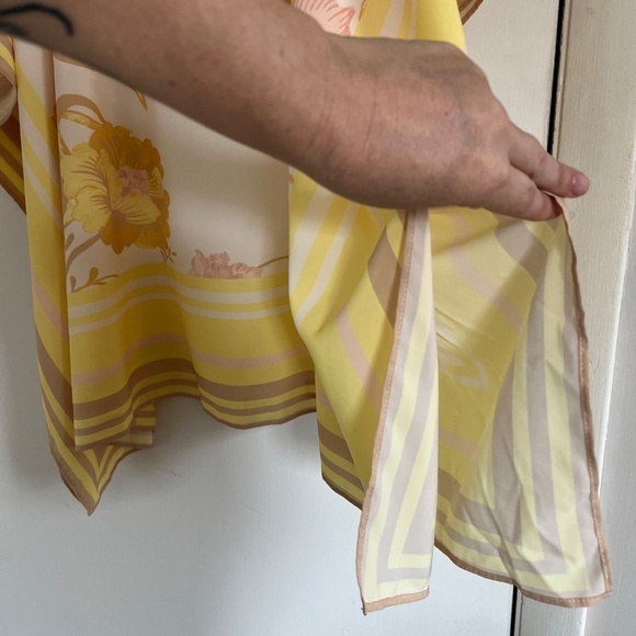 Jason Wu Yellow Floral Tunic Top Kimono Chiffon Scarf Cami Cover Up, One Size - Picture 5 of 8